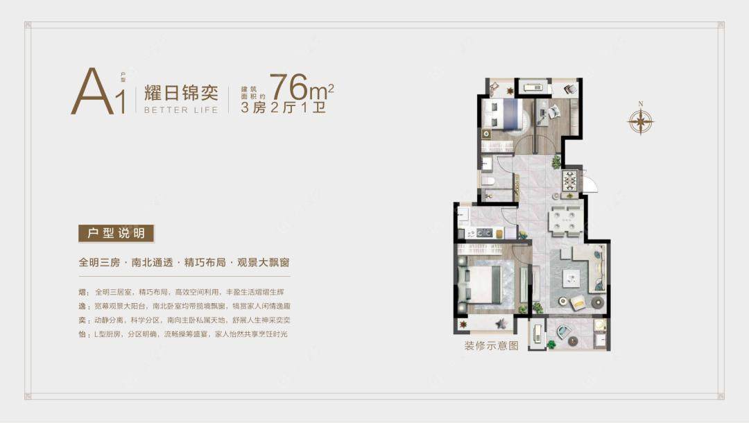 阳光锦上建面76户型图